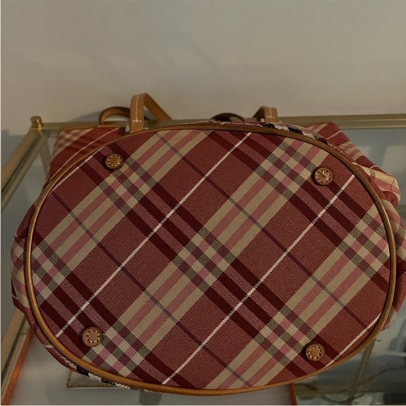 Burberry Blue Label Pink & Maroon Nylon Nova Check Tote - Picture 8 of 10